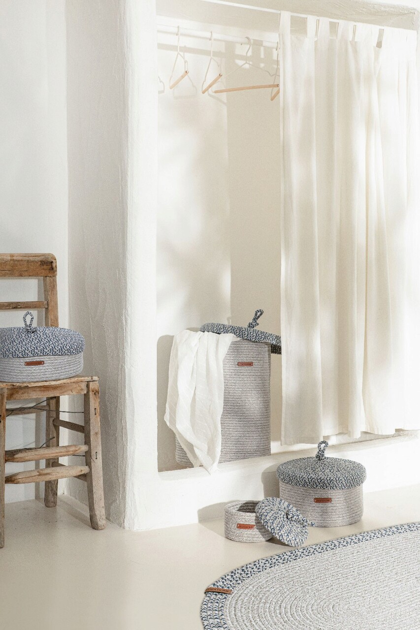 Cutie depozitare, 9007021, Bumbac, Gri/Albastru Marin