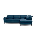 Coltar extensibil dreapta 4 locuri ELTAP, RT-40NU, Noble, 255x201x100 cm, lemn/poliester, albastru inchis
