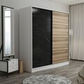 Dulap pentru haine, Minerva, Kale, 180x210x52 cm, PAL, Alb / Negru / Dore