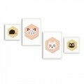Set 4 tablouri decorative, Animals, Alpha Wall, MDF/PVC, multicolor