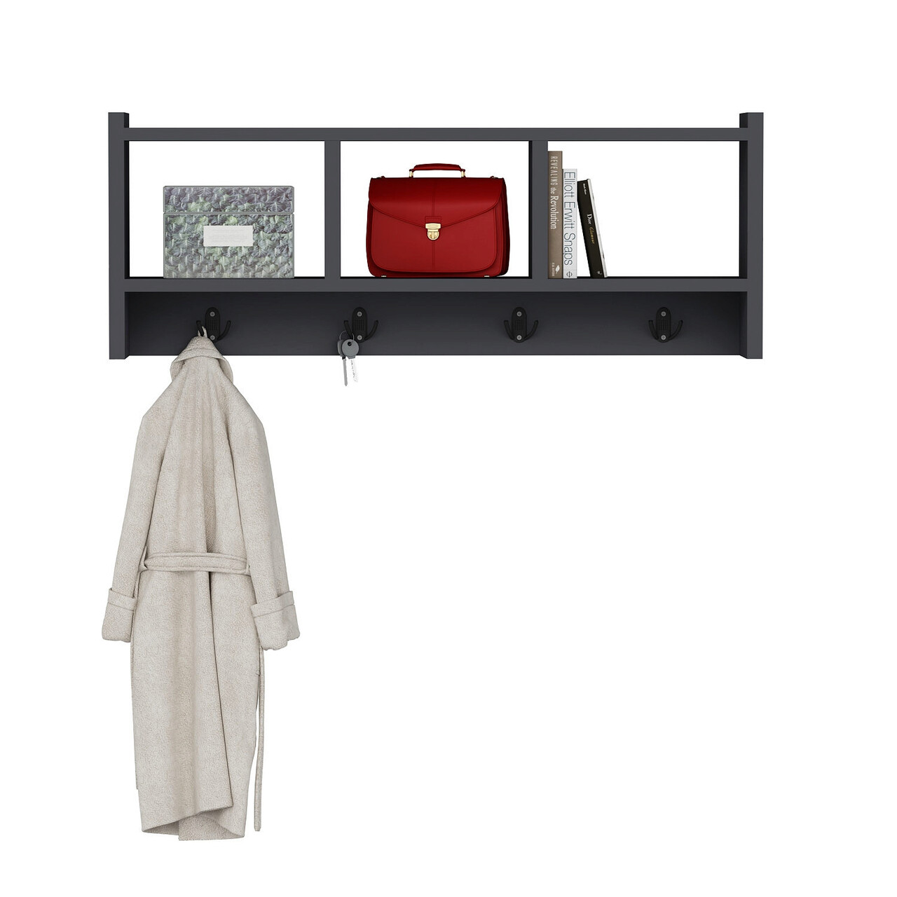 Cuier de perete, Olivia, Midnight, 75.6x35x22 cm, PAL, Antracit - 2 | YEO