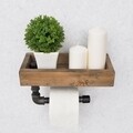Etajera cu suport pentru hartie igienica BoruRaf117, Evila Originals, 28x15x16 cm, maro/negru