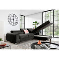 Coltar extensibil dreapta 3 locuri ELTAP, RT-05NU, Grayson, 278x205x92 cm, lemn/poliester, gri inchis