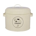 Recipient cu capac pentru compost, Esschert, 23.2 x 27 x 21.3 cm, 6.3 L, otel carbon, crem/negru
