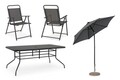 Set mobilier de gradina 8 piese Pompei, Bizzotto, pentru 6 persoane, otel/sticla temperata/textilena 2x1, antracit