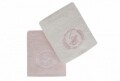 Set 2 prosoape de maini, Beverly Hills Polo Club, 50x90 cm, 100% bumbac, crem/roz
