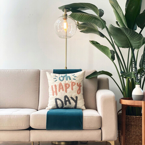 Perna, happy, 43x43 cm, material: 20% in, 80% poliester, menta / pudra / roz / gri