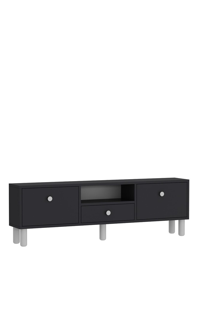 Comoda TV, Hanah Home, 1310-DROP-1, 140x45x30 cm, PAL , Antracit/Alb - view 4