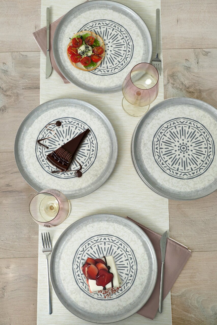 Set platouri servire, Keramika, 275KRM2165, Ceramica , Nu absoarbe apa, Alb mat - 1 | YEO