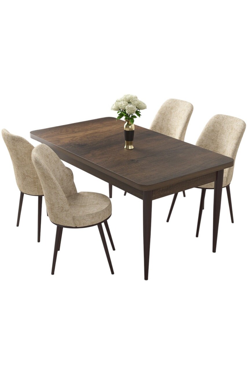 Set masă și scaune (5 bucăți), Hanah Home, Nil, Baroc / Crem - view 2