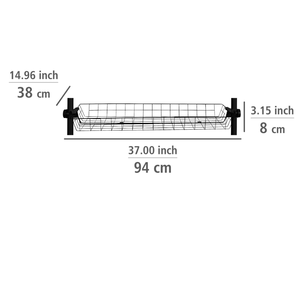 Set 2 cosuri, Wenko, Herkules, 38 x 8 x 94 cm, inox/plastic, negru - 1 | YEO