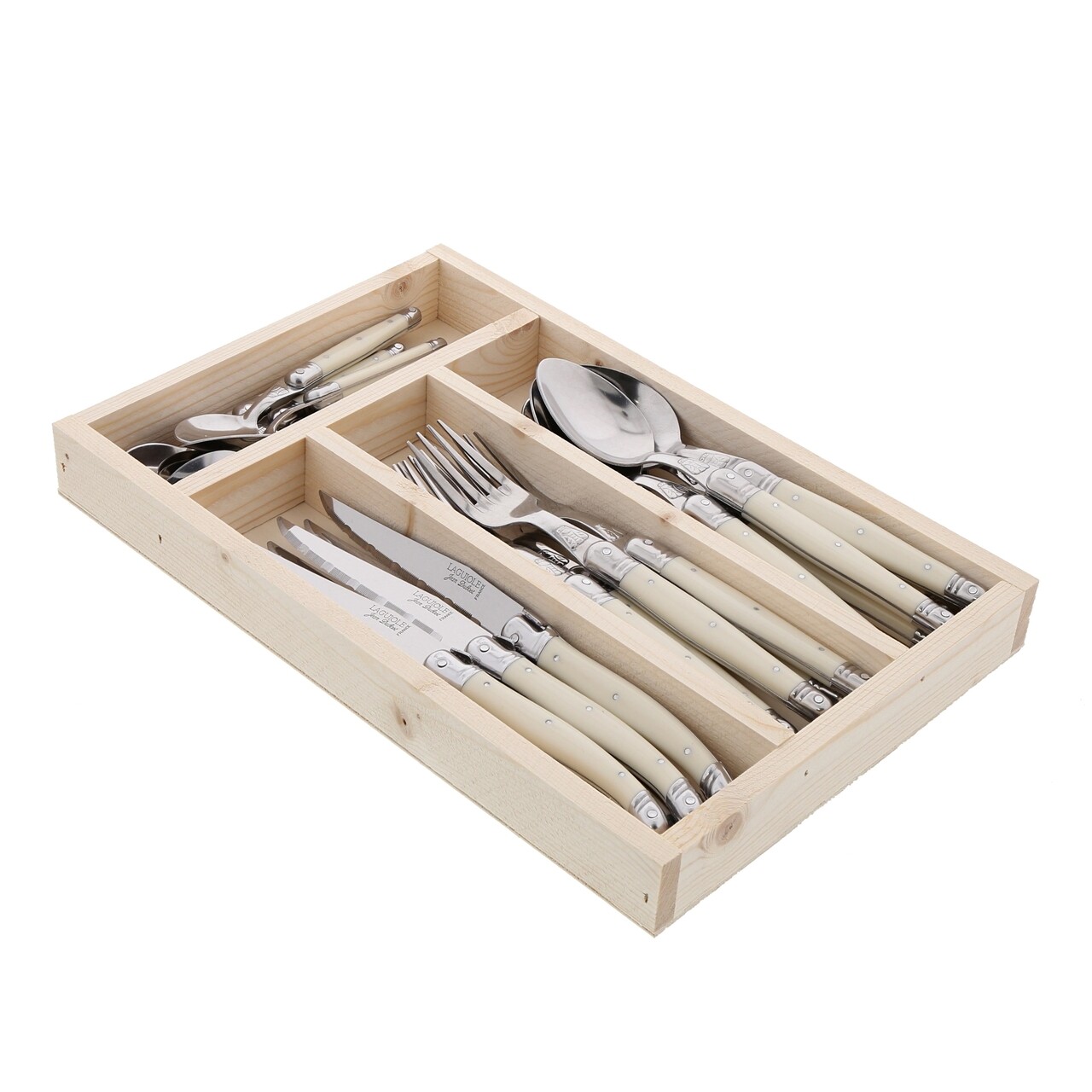 Set Tacamuri 24 Piese Laguiole, Jean Dubost, Inox, Ivoar