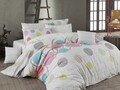Lenjerie de pat pentru o persoana Points v1, Majoli Home Collection, 3 piese, 160x240 cm, bumbac ranforce, roz