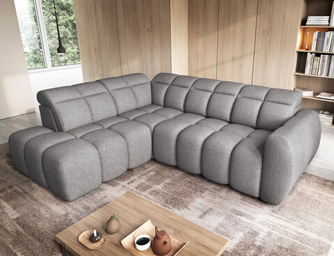Coltar extensibil stanga 4 locuri ELTAP, LT-04PAO, Falconn, 258x208x107 cm, lemn/poliester, gri inchis