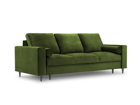Canapea extensibila, Camellia, Mazzini Sofas, 3 locuri, cu lada de depozitare, 220x100x92 cm, catifea, verde