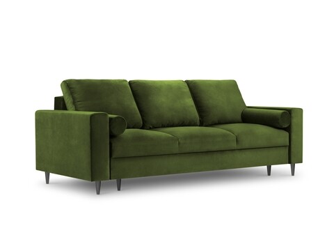 Poza Canapea extensibila, Camellia, Mazzini Sofas, 3 locuri, cu lada de depozitare, 220x100x92 cm, catifea, verde