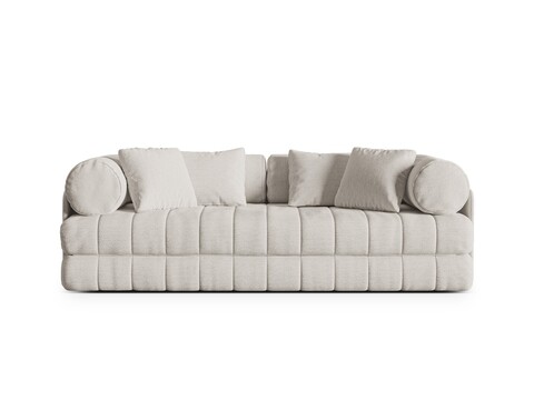 Canapea extensibila 3 locuri, Kemi, Cosmopolitan Design, 206x95x70 cm, tesatura boucle, bej deschis