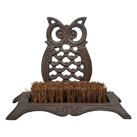 Perie pantofi, Esschert, Owl, 15.6 x 25.1 x 19.5 cm, fier forjat/lemn/fibra de cocos