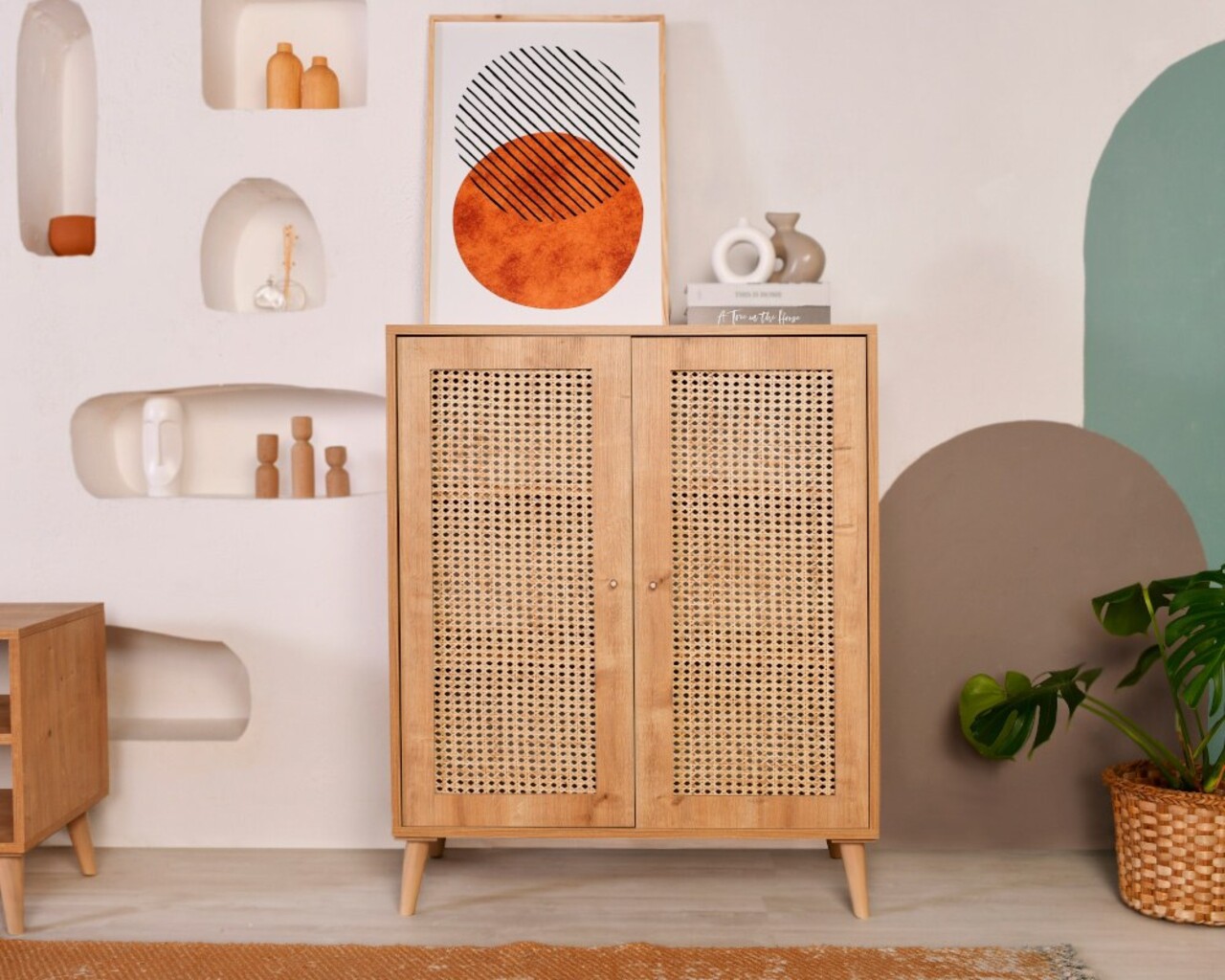Bufet, Wolina, Hazeran Sideboard, 40x90x110 cm, Lemn de carpen, Stejar - 1 | YEO