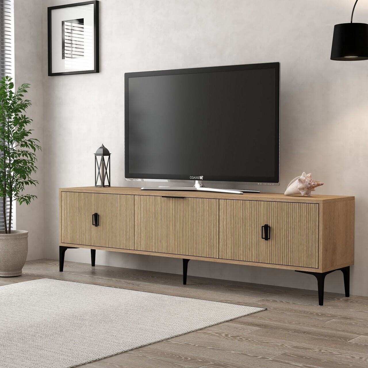 Comoda TV, Hanah Home, Neva 3803, 180x50x35 cm, PAL, Stejar — imaginea 3
