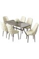 Set masa si scaune (7 piese), Hanah Home, Asel, Antracit / Crom / Crem