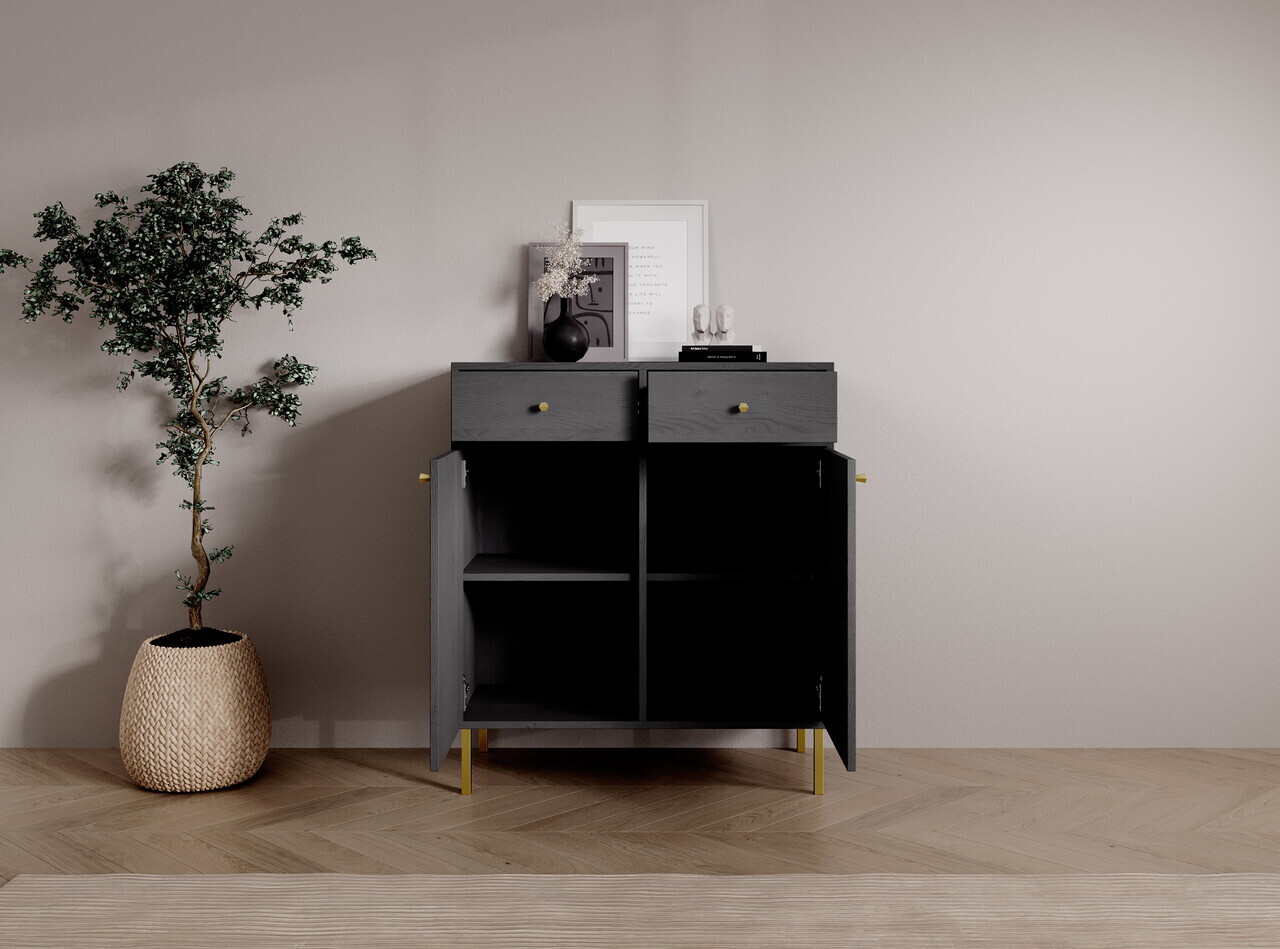 Comoda ADRK, Tili 2D 2S, 83.6x40.8x95 cm, PAL laminat, negru — imaginea 5