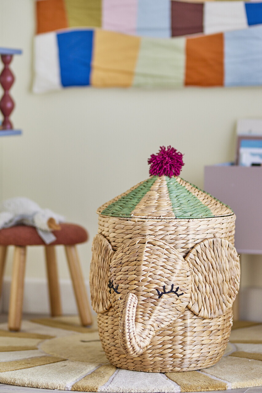 Cos cu capac, Bloomingville, Bobo, 35x35x50 cm, zambila de apa impletita, natural - imagine 3
