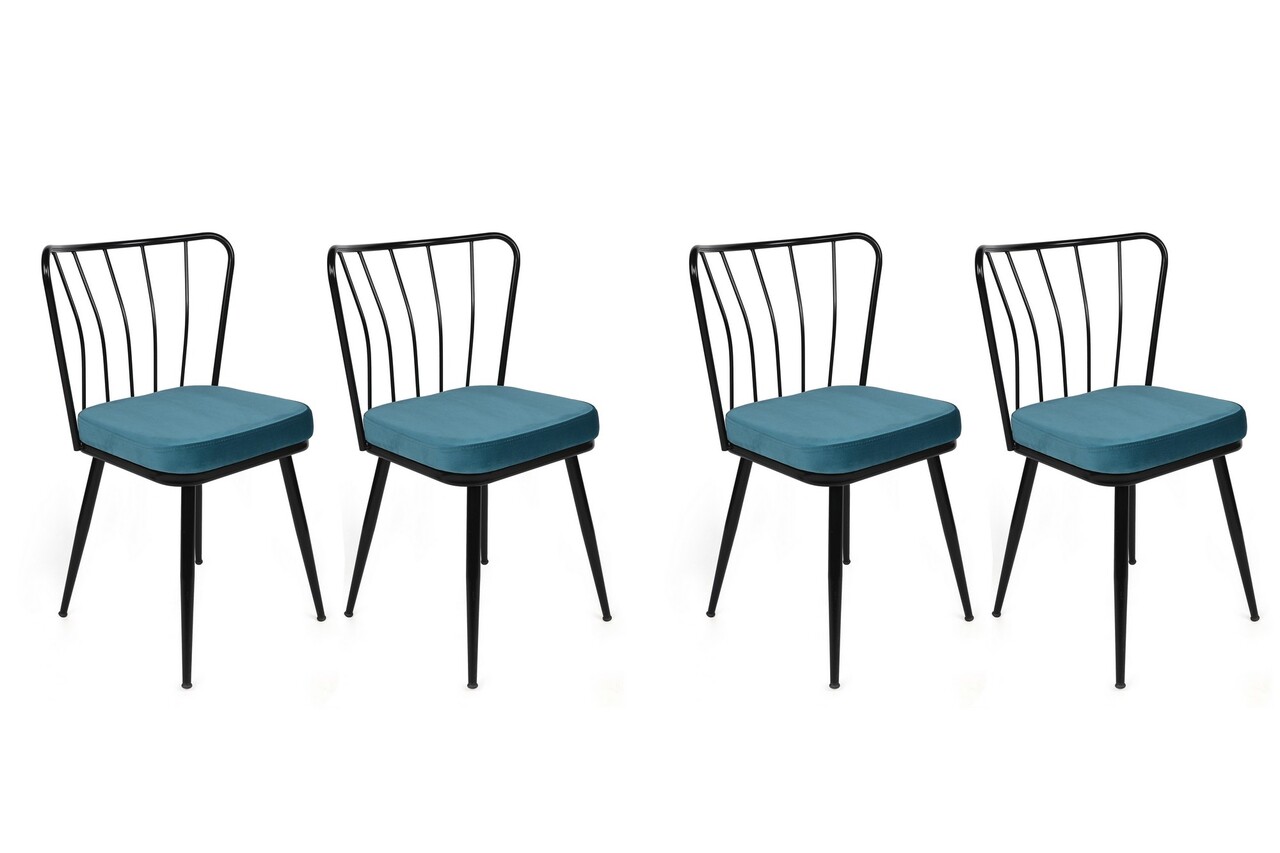 Set de scaune, Nmobb, Yıldız-952 V4, Metal, Albastru/Negru