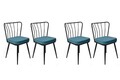 Set scaune 4 piese, Nmobb, Yıldız-952 V4, Metal, Albastru/Negru