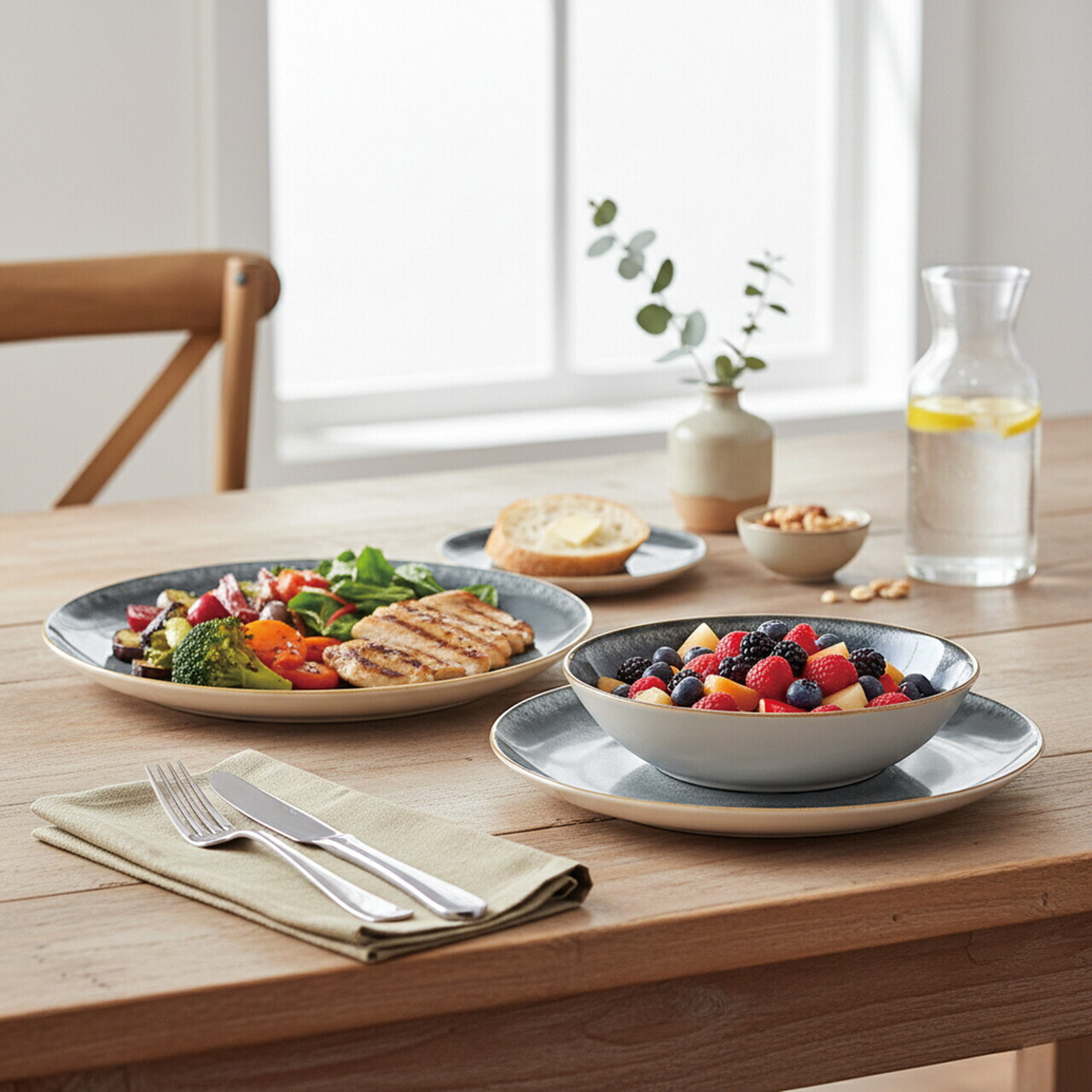 Serviciu de masa 18 piese Berlinger Haus, Aspen, ceramica, gri - imagine 2