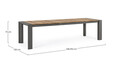 Masa extensibila pentru gradina/terasa Cameron, Bizzotto, 228-294 x 100 x 75 cm, aluminiu/lemn de tec, gri carbune/natural