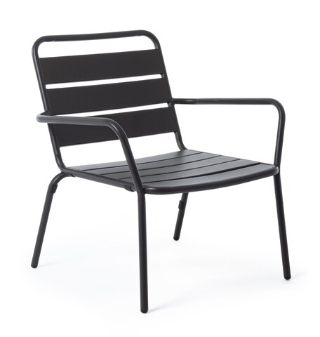 Scaun pentru gradina Marlyn, Bizzotto, 65 x 74 x 71 cm, otel, finisaj mat, gri carbune