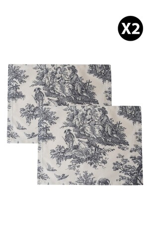 Set de șervețele de masă (2 piese), BST054, Alb/Negru