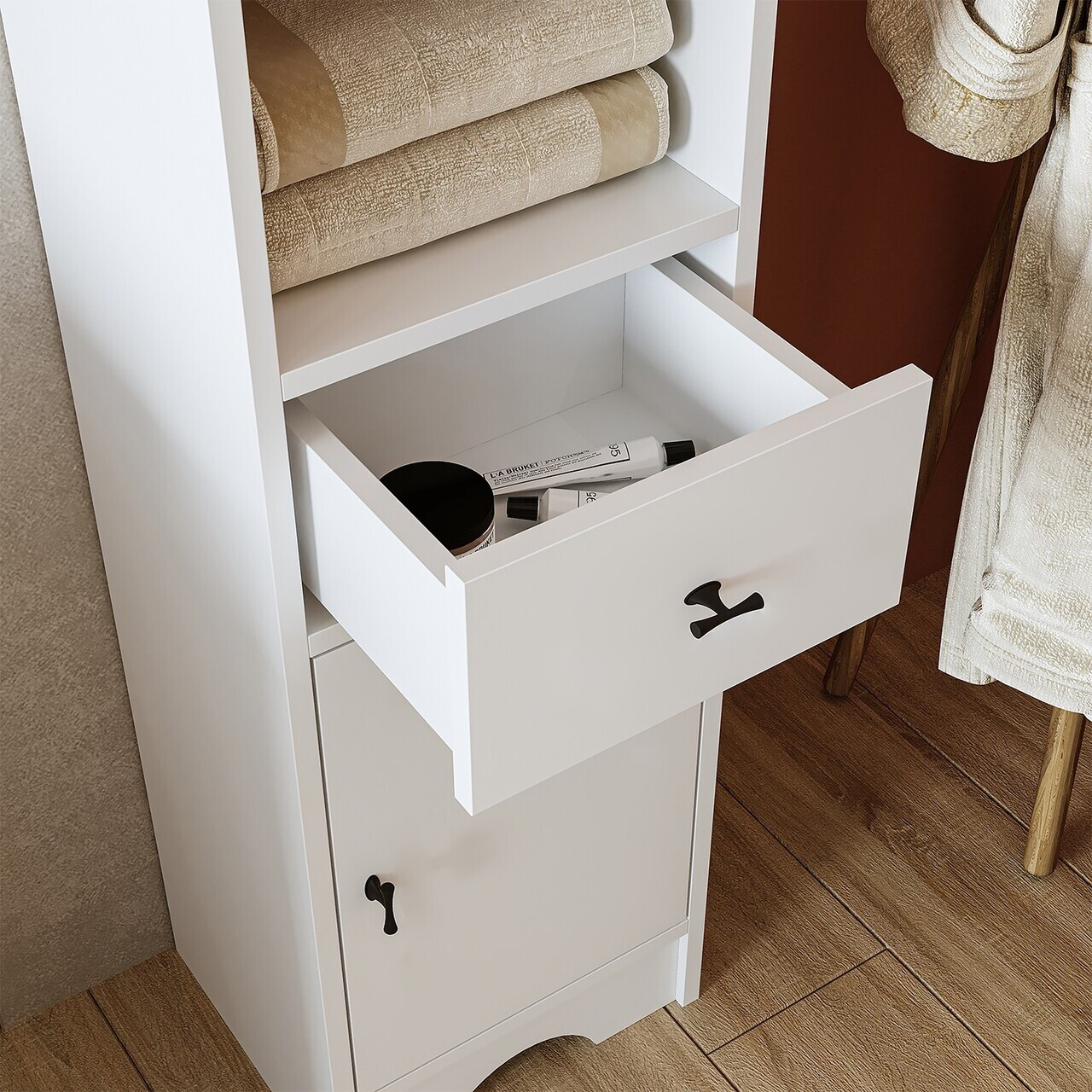 Set Dulap de Baie cu Chiuvetă și Oglindă (3 Piese), Hanah Home, 2397, MDF-LAM, Alb mat — imaginea 5