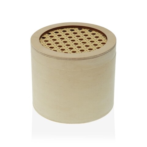 Cutie de bijuterii circular rattan, versa, 13 x 11 cm, lemn