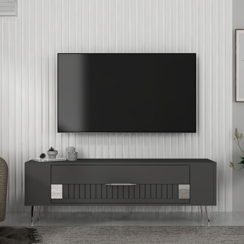 Comoda TV, Olivia, Retrolp4, Antracit / Argintiu