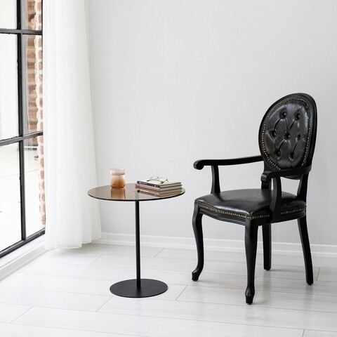 Masa de colt, Neostill, Chill-Out, 50 x 50 x 50 cm, sticla temperata/metal, negru/bronz Chill-Out