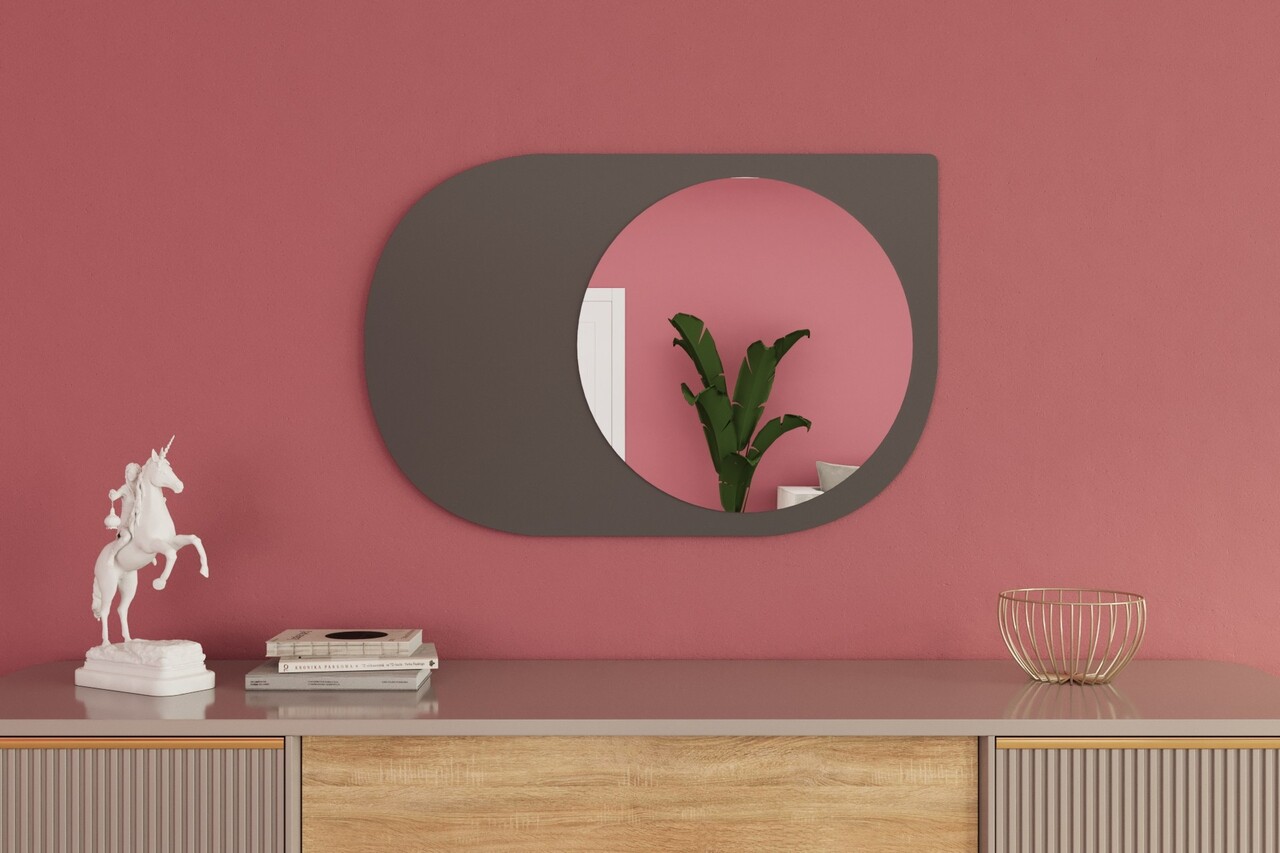 Oglinda decorativa, Siam, Pubble, 60x90x2.2 cm, Antracit - 2 | YEO