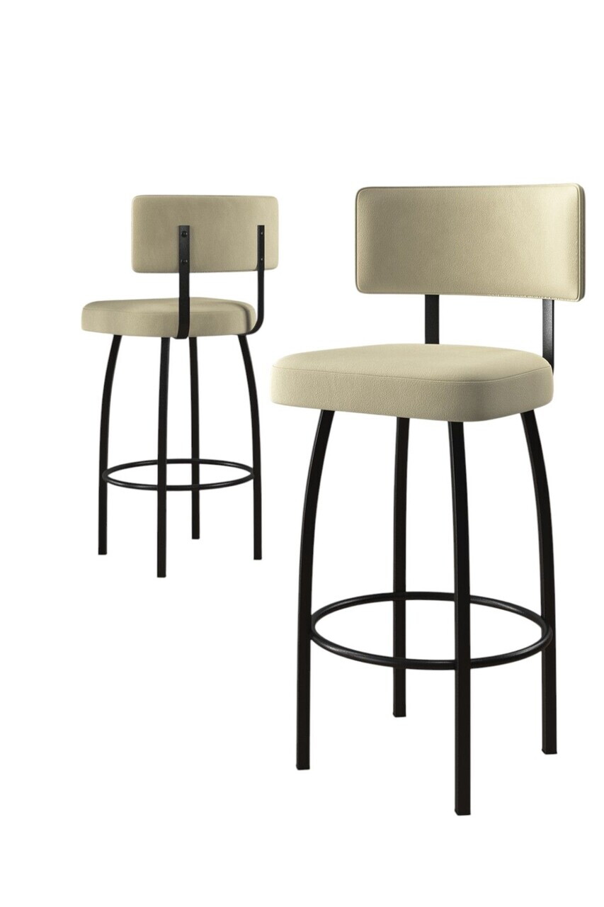 Set scaune de bar 6 piese, Hanah Home, Wosa, Crem/Negru — imaginea 2