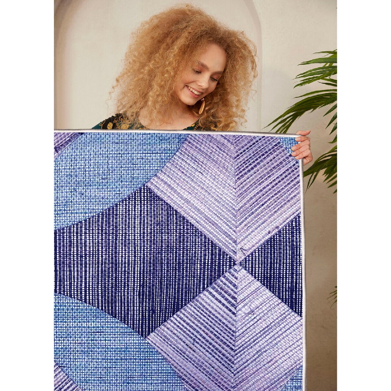 Covor, Woosonıl048, 180x280 cm, Mov / Liliac / Albastru — imaginea 4
