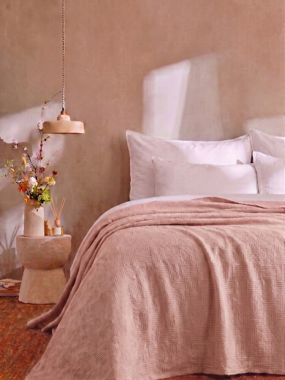Cuvertura pique Single, L'essentiel Maison, Checked, Bej
