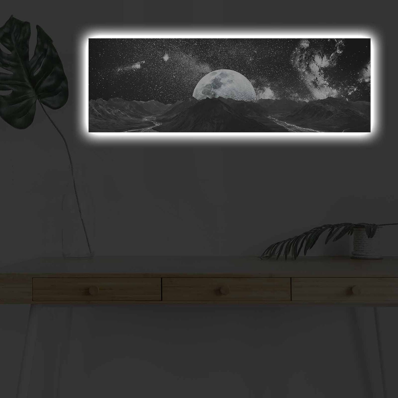 Tablou decorativ cu lumina LED, 3090NASA-009, 30 x 90 cm, Multicolor - view 2
