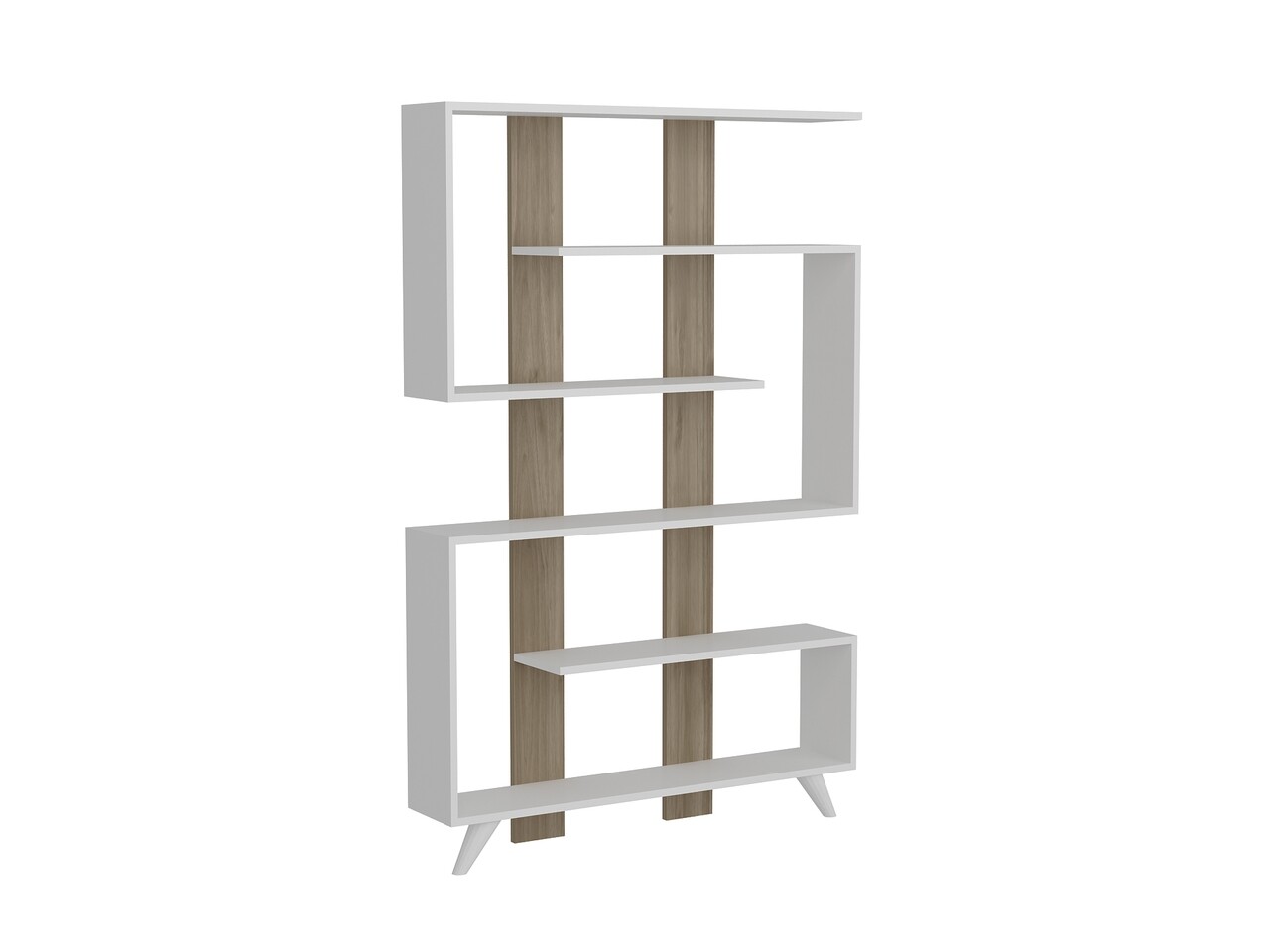 Biblioteca Rain, Woody Fashion, 120x20x162 cm, alb/maro