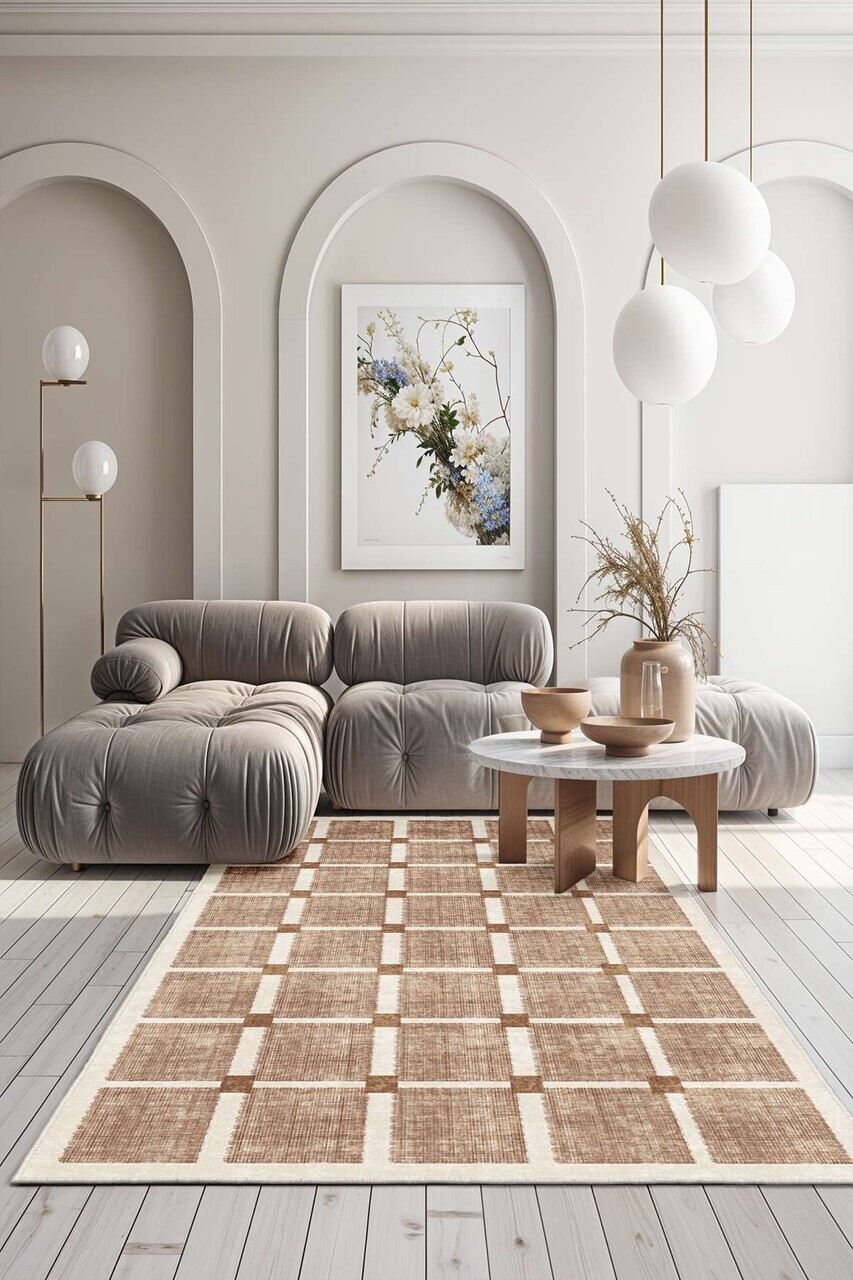 Covor, Sftkece006, 140x220 cm, Poliester, Portocaliu — imaginea 3