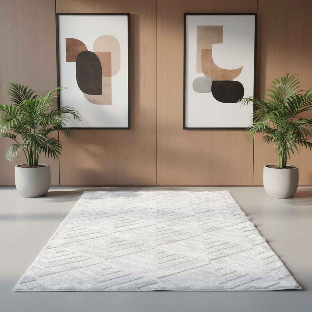 Covor, Dpelus, 120x300 cm, Poliester, Alb — imaginea 3