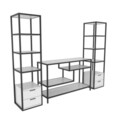Comoda TV, Retricy, Robbins, 198x39x160 cm, PAL, Alb/Negru