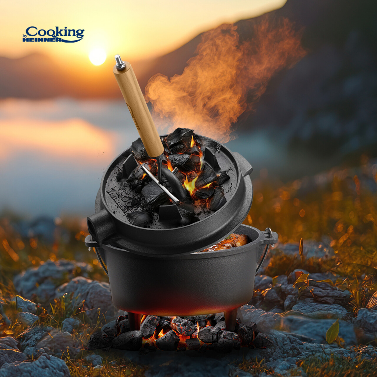 Ceaun cu capac Nature, Cooking by Heinner, 25x14 cm, 4 L, fonta, negru - imagine 8