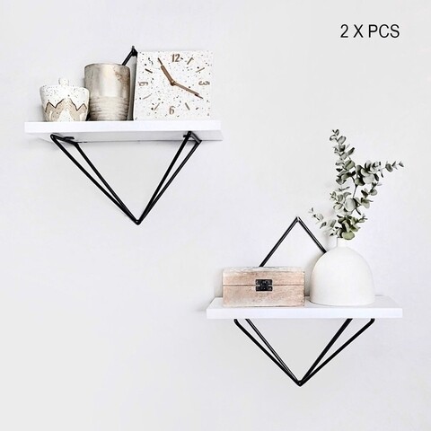 Set 2 rafturi pentru perete wr047, evila originals, alb/negru