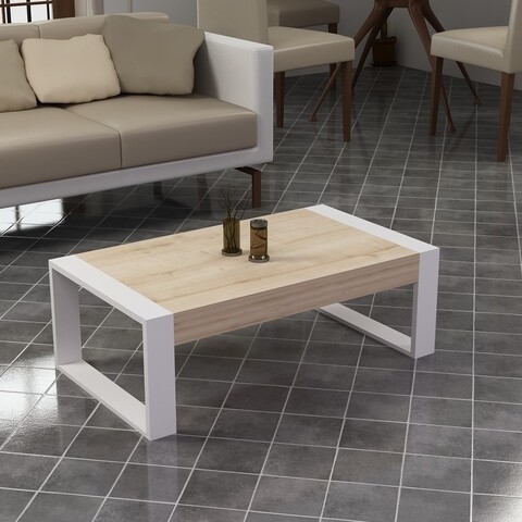 Masuta de cafea retro, armetti, 90 x 50 x 40 cm, oak/alb