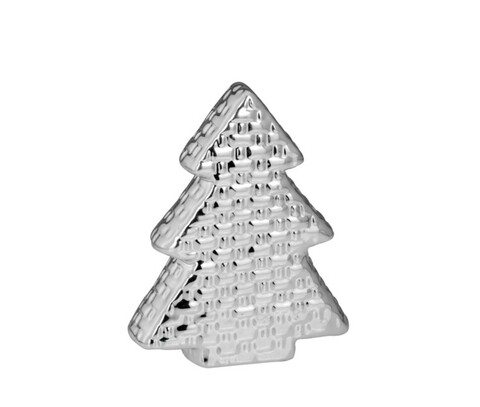 Poza Decoratiune, Hermann Bauer, Christmas Tree small, 9.3 x 3 x 12 cm, portelan, argintiu